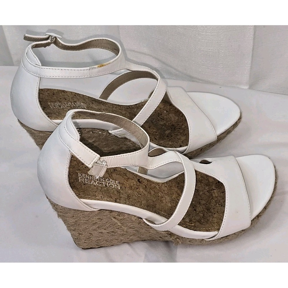 KENNETH COLE REACTION White Espadrille Wedge Kiss Or Dare Heels Womens Size 9M